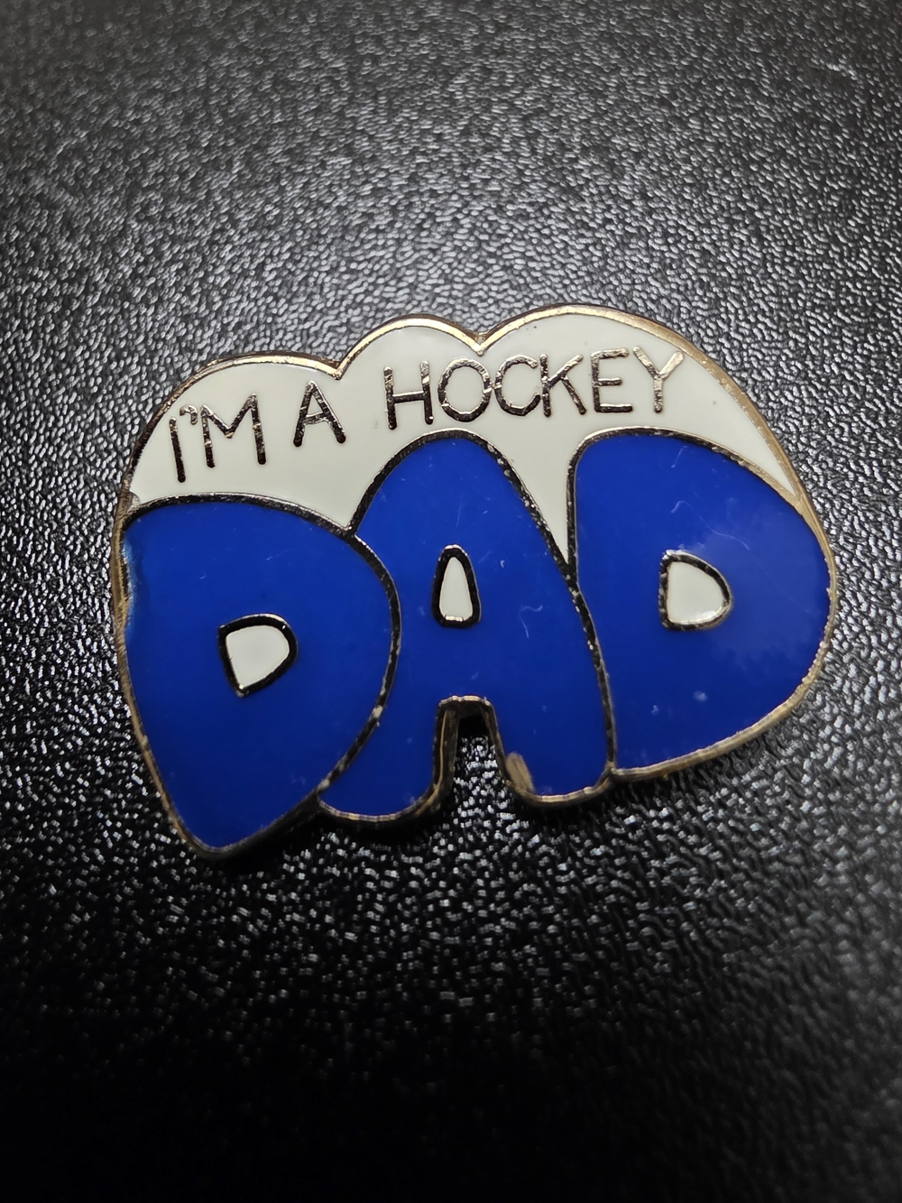 I'm a Hockey Dad Enamel Pin - Blue and White